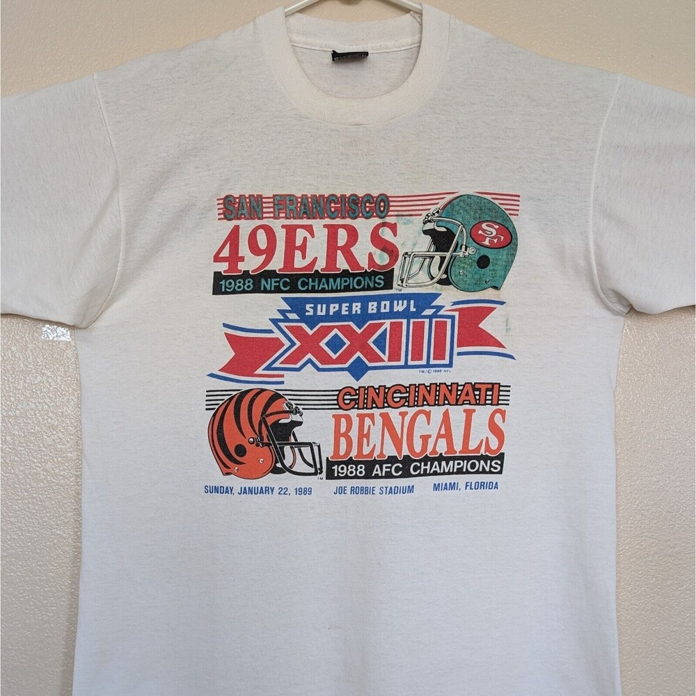 Vintage 49ers vs Bengals Super Bowl XXIII Large T-Shirt 1989 Single Stitch